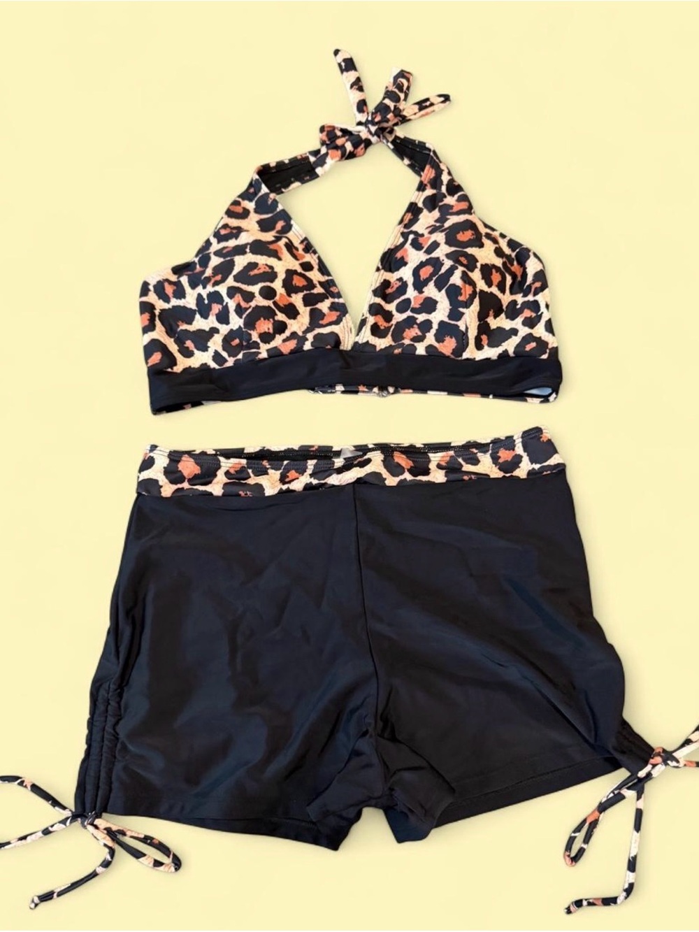 Black and Leopard Print Women's 2 piece set